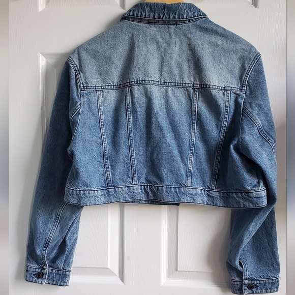 NWT Women's Hugo Boss Gelise Crop Blue Denim Jacket Size XL - Picture 8 of 15